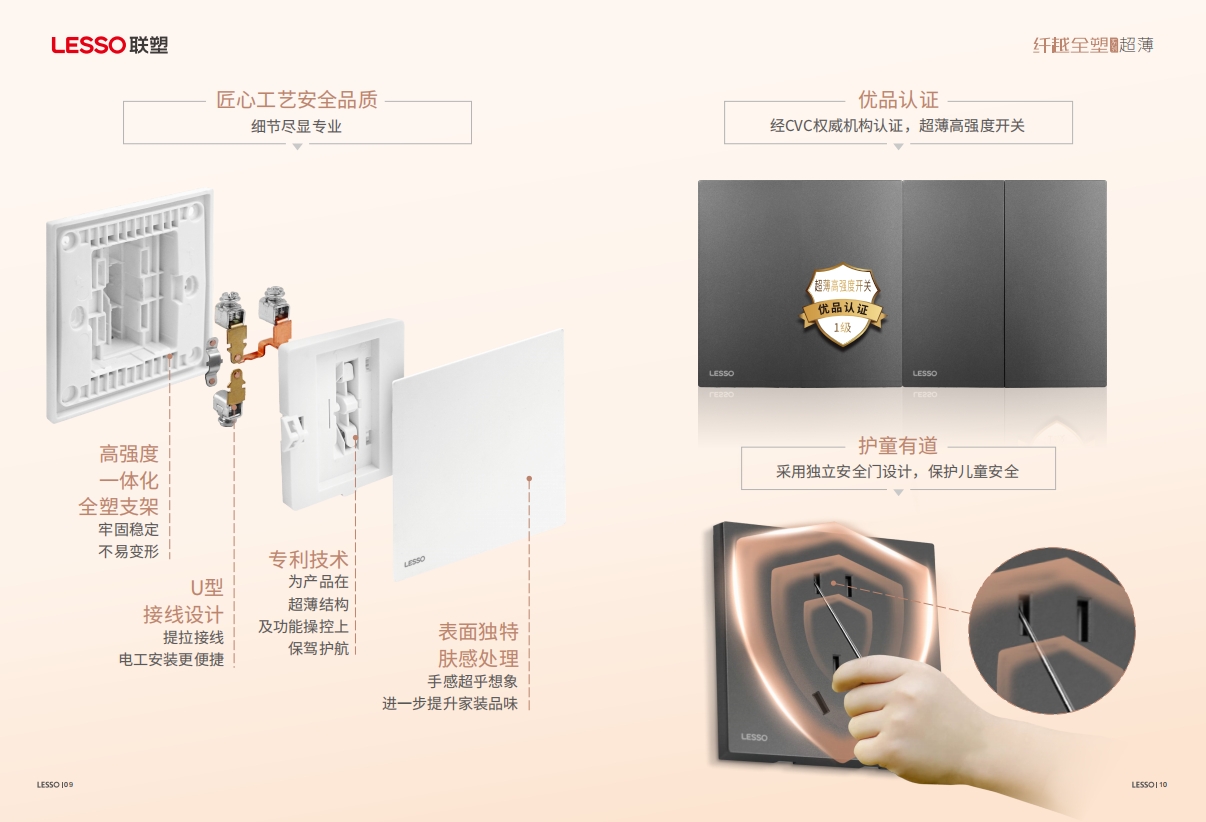 正品联塑 开关插座面板超薄纤越系列暗装家用灰色/白色插座